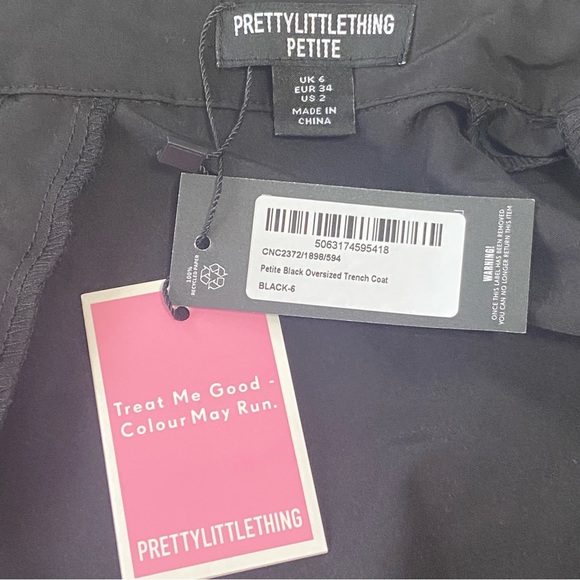 PRETTYLITTLETHING Oversized Trenchcoat in Black - Picture 7 of 8